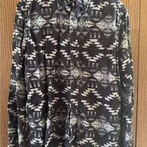 American Eagle Outfitters Black and White Aztec Lightweight Shirt Jacket